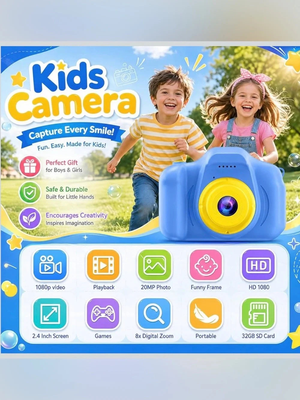Kids Digital Camera with 32GB SD card